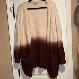 Fuzzy Ombre Sweater Cardigan